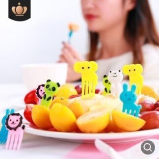 Garfo de frutas com desenho animado - Utensílio seguro e colorido para crianças