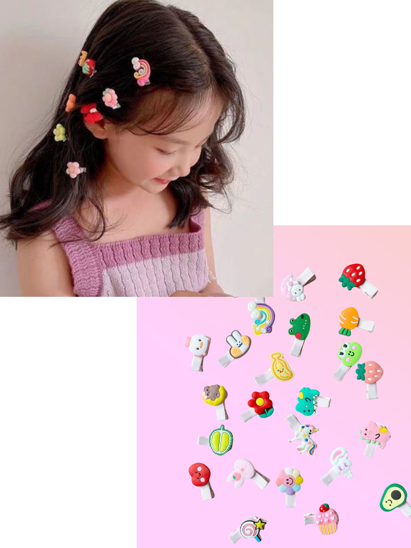6-piece*3set girls' all inclusive cloth hair clip without damaging hair, cute cartoon hair clip for babies