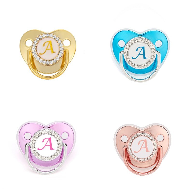 Baby 26 letter pacifier/gold/blue/rose gold/purple