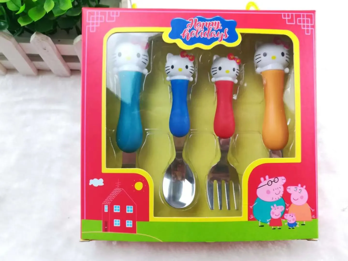 Cartoon Cute Children's Tableware Set of Four Unicorn Spoon Forks, Bull Spoon Forks with Box Four Cartoon Tableware - Image 7