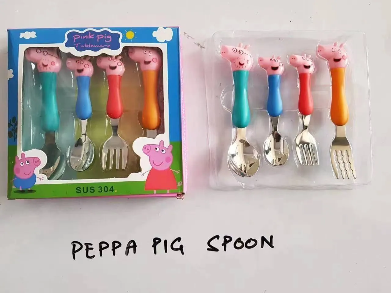 Cartoon Cute Children's Tableware Set of Four Unicorn Spoon Forks, Bull Spoon Forks with Box Four Cartoon Tableware - Image 6
