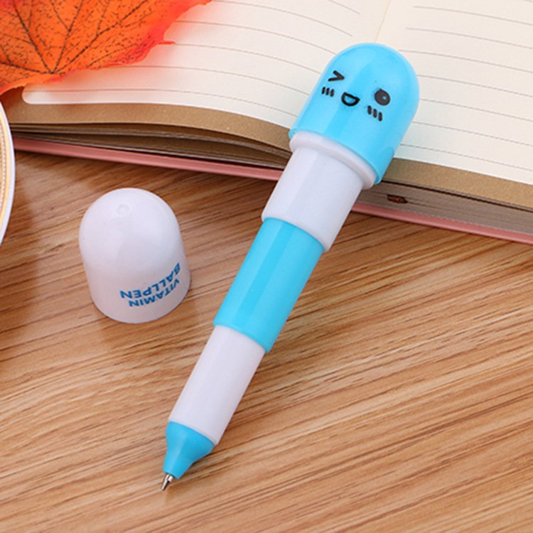 Student cute pill pen cartoon expression retractable pen - Image 2