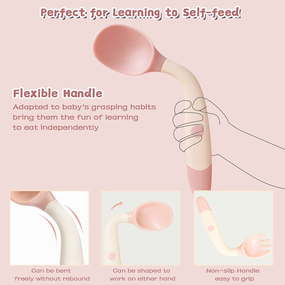 Silicone Spoon for Baby Utensils Set Auxiliary Food Toddler Soft Fork - Image 3