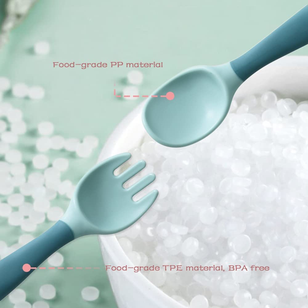 Silicone Spoon for Baby Utensils Set Auxiliary Food Toddler Soft Fork - Image 2
