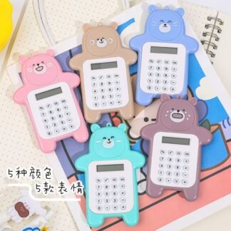 Calculadora Mini Cartoon Bear com visor de 8 dígitos, tamanho de bolso