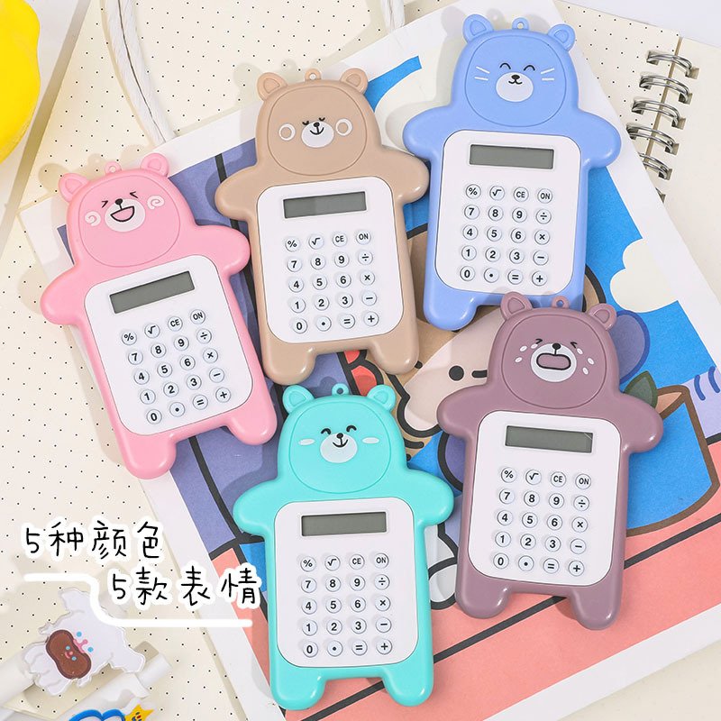 Mini Cartoon Bear Calculator 8 Digit Display Pocket Size