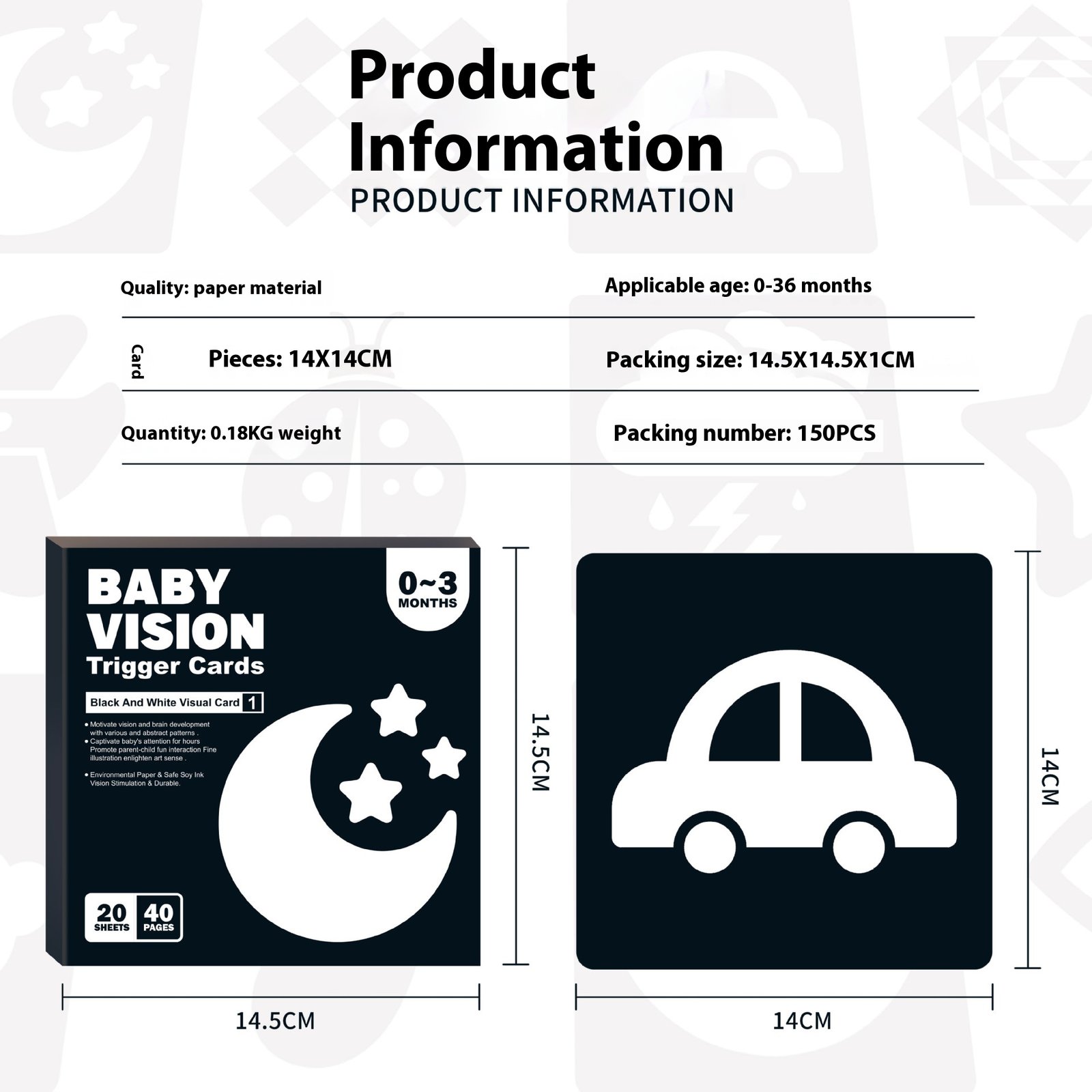 Black White Paper Education Sensory Toy Visual Cards - Image 6