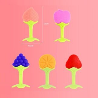 Mordedor de frutas orgânicas para bebês - Silicone macio e sem BPA