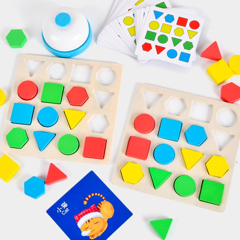 Colored puzzle board, children's magic, intelligence education, wooden puzzle toys - Image 2