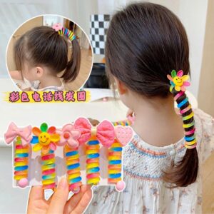 Children's curly telephone cable, hair loop, female high ponytail, non damaging hair headband