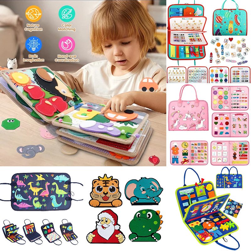 Montessori Dinosaur Elephant Felt Learning Board Busy Board