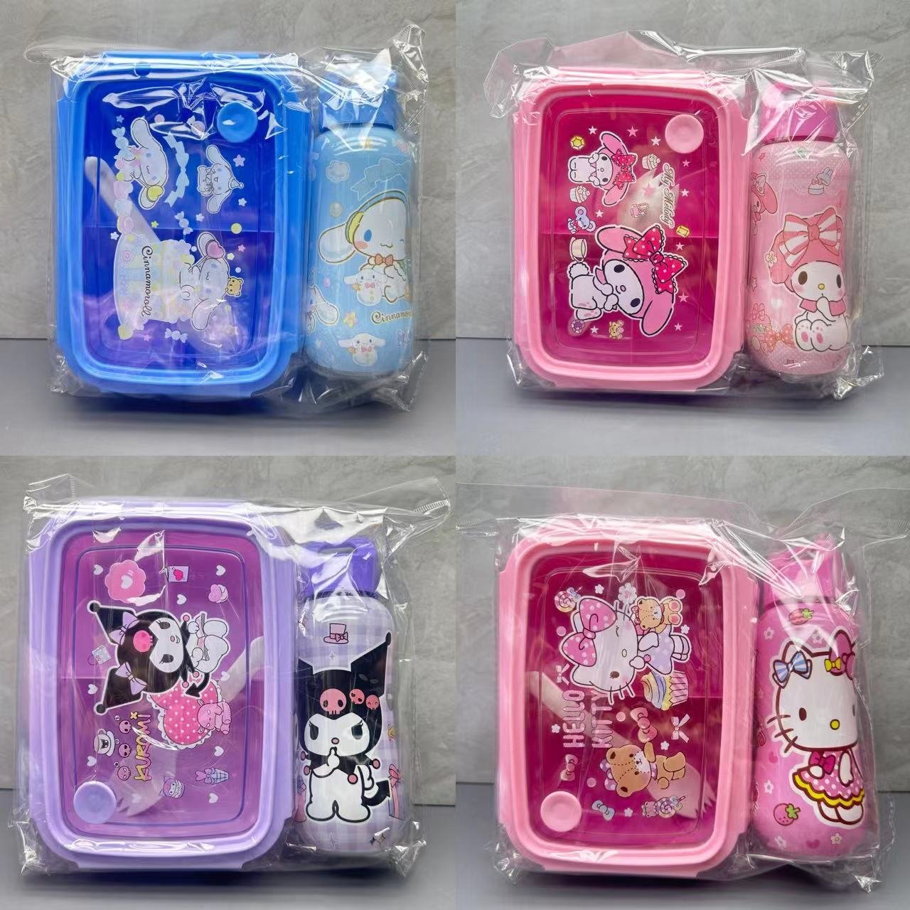 Cartoon lunch box with water cup can be heated in microwave oven for primary school students with special compartment lunch box