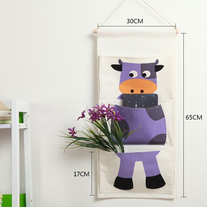 Cotton and linen fabric cute cartoon animal hanging bag - Image 2
