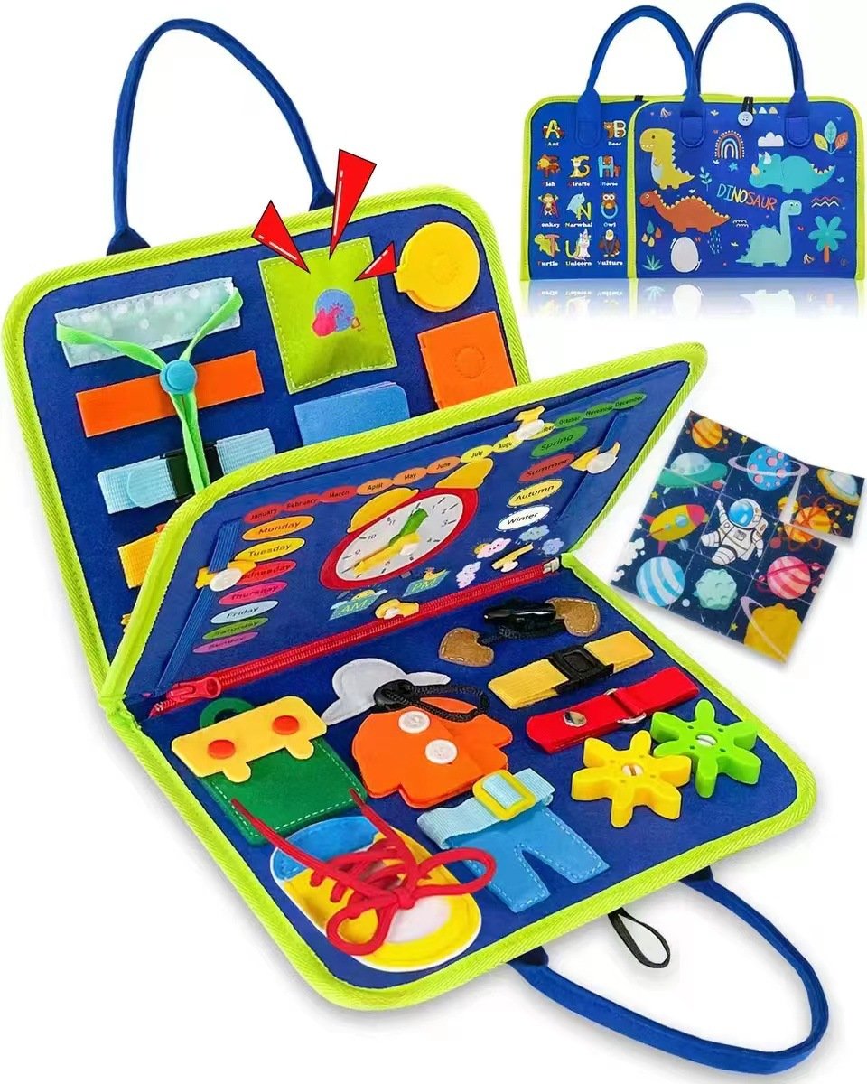 Montessori Dinosaur Elephant Felt Learning Board Busy Board - Image 5