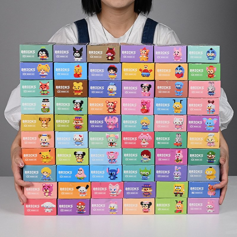 Cartoon doll building blocks children's doll educational assembly children's blind box building blocks - Image 3