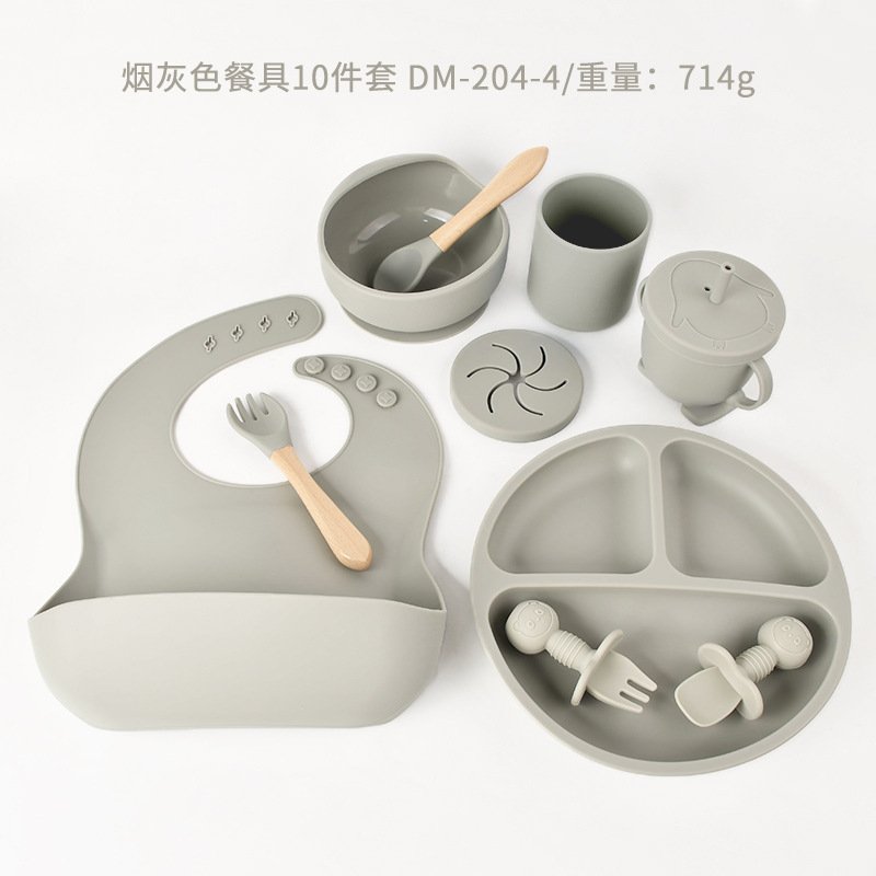 Tableware set of ten baby baby silicone plate suit food grade - Image 9