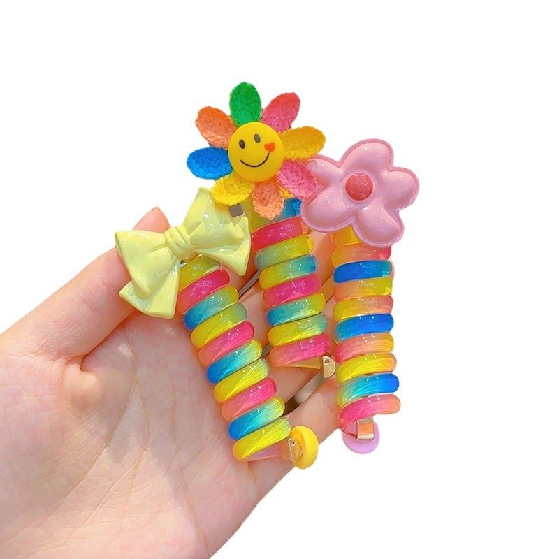 Children's curly telephone cable, hair loop, female high ponytail, non damaging hair headband - Image 5