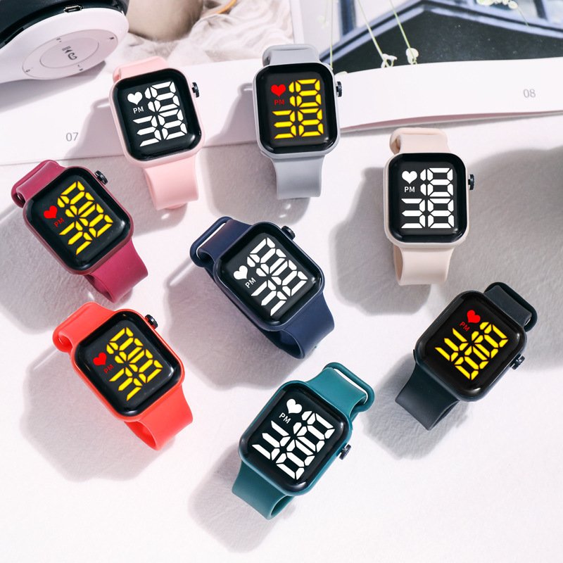 Love LED electronic fashion simple small square watch couple children digital bracelet