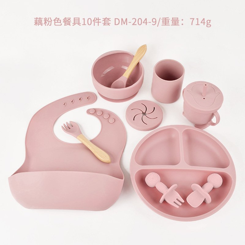 Tableware set of ten baby baby silicone plate suit food grade - Image 13