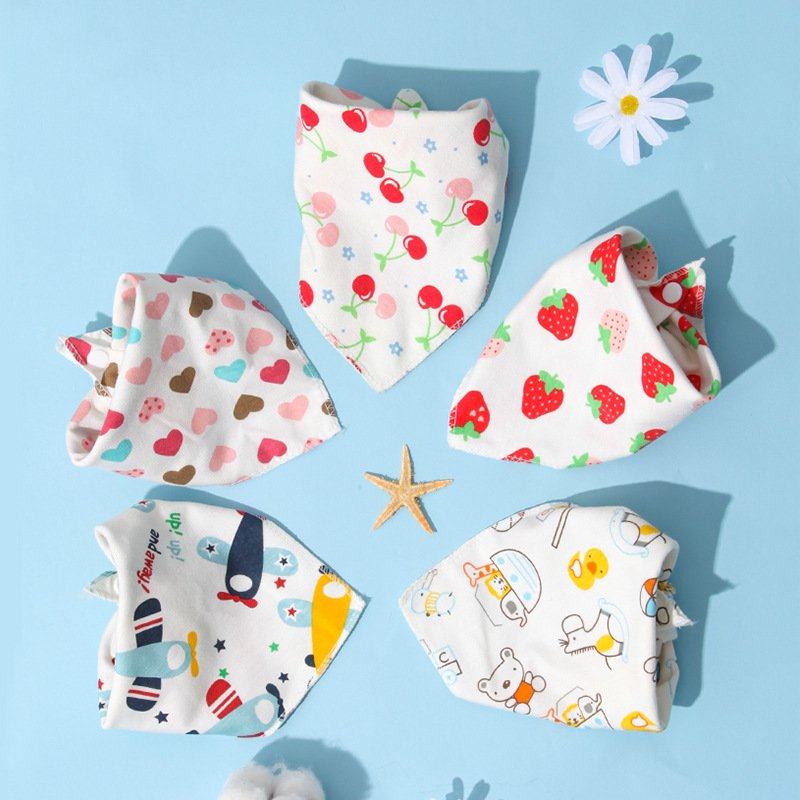 Baby triangle towel, baby saliva towel, double button newborn bib - Image 3
