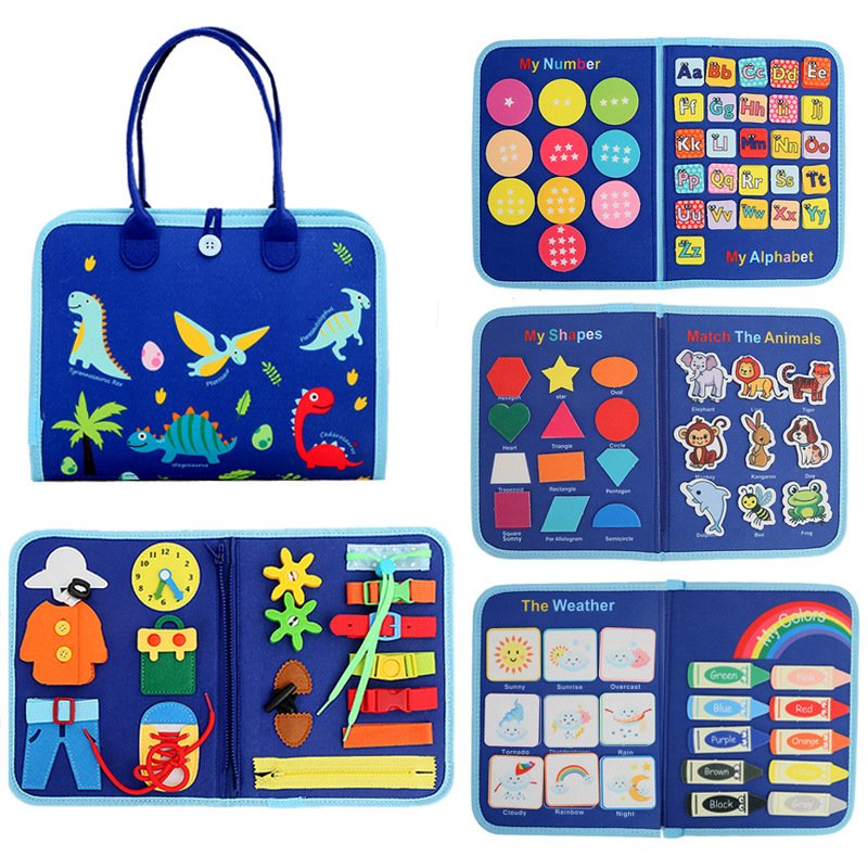 Montessori Dinosaur Elephant Felt Learning Board Busy Board - Image 14