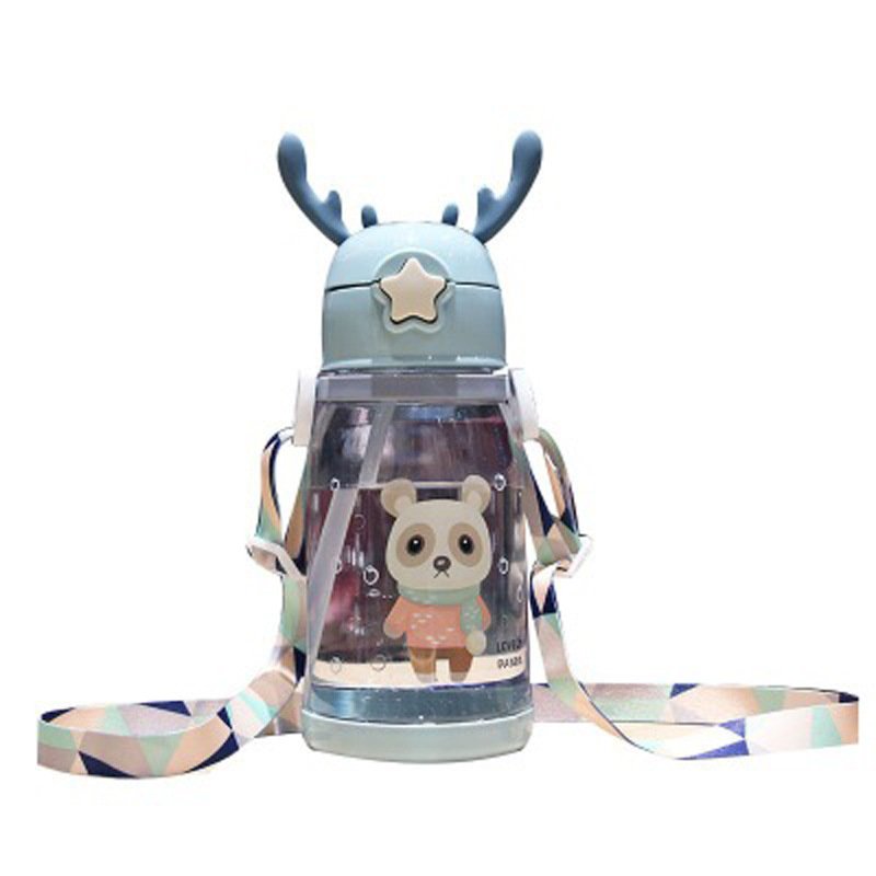Baby Drop-Resistant Cup Cute Girl Student Antler Water Kettle with Straw - Image 3