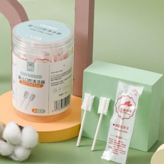 Limpador bucal para bebês, gaze, escova de dentes em bastão para bebês, cotonete para escovar os dentes dos bebês