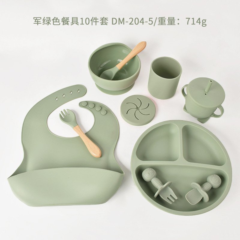 Tableware set of ten baby baby silicone plate suit food grade - Image 3