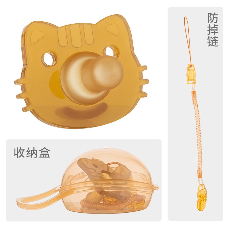 Newborn baby full silicone pacifier nano silver anti-lost chain imitation breast milk play mouth super soft with box - Image 6