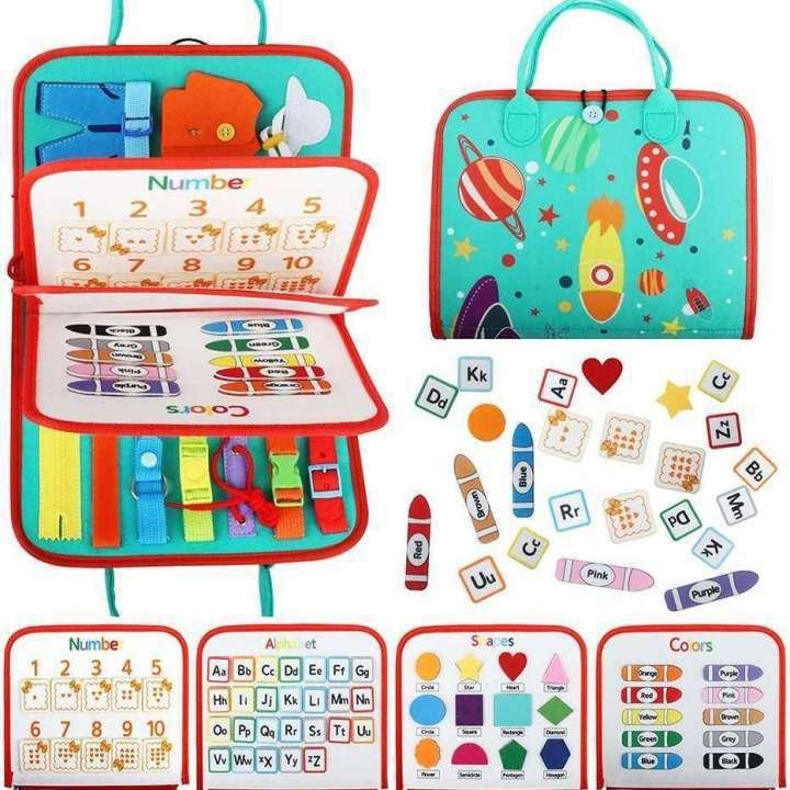 Montessori Dinosaur Elephant Felt Learning Board Busy Board - Image 3