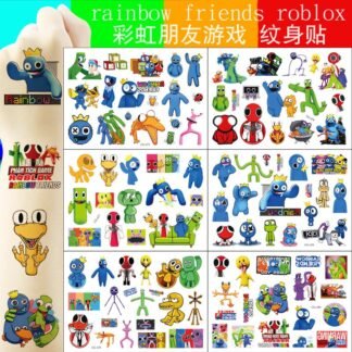 Desenho infantil dos Amigos do Arco-Íris, jogo Rainbow Friends do Roblox, adesivo de tatuagem