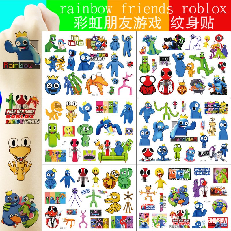 Children's cartoon rainbow friends roblox rainbow friends game tattoo sticker