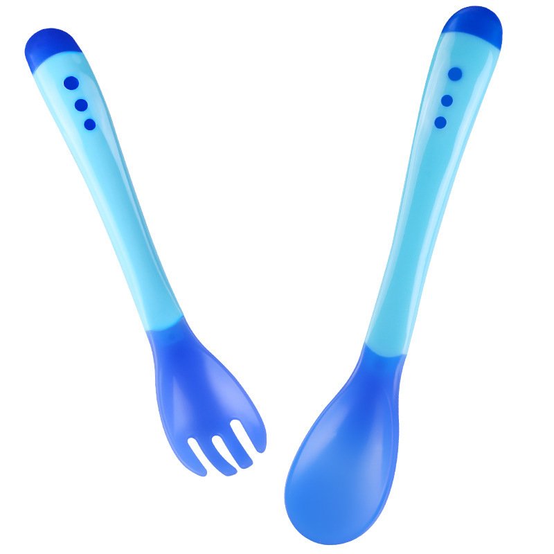 baby soft head spoons, feeding spoons, temperature sensing spoons, color changing spoons, forks