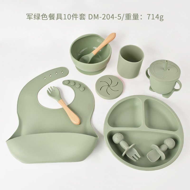 Tableware set of ten baby baby silicone plate suit food grade - Image 10