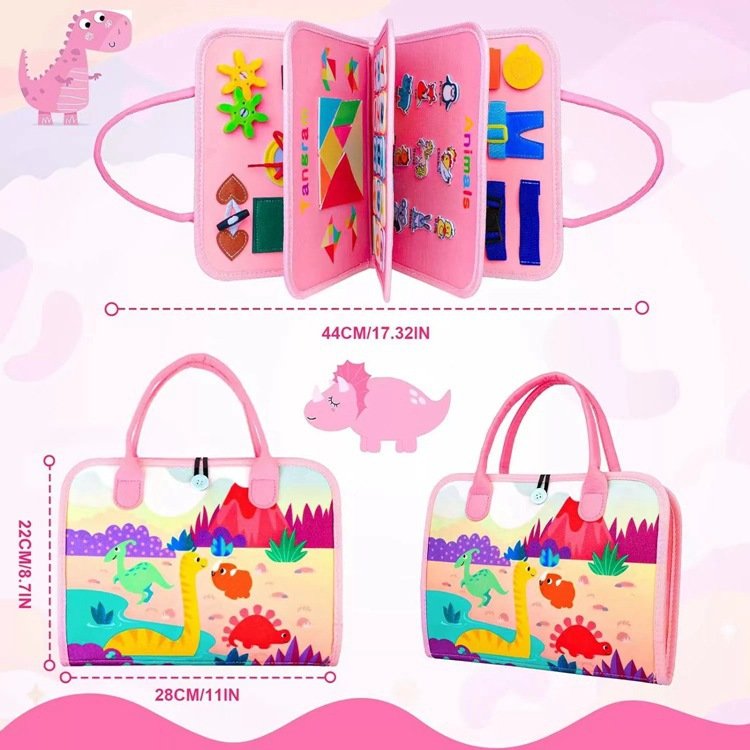 Montessori Dinosaur Elephant Felt Learning Board Busy Board - Image 10