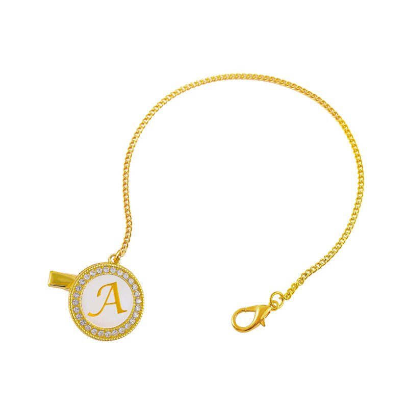 Cross border hot selling metal dot diamond baby mouth clip baby alloy diamond 26 letter pacifier clip - Image 3