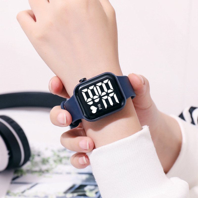 Love LED electronic fashion simple small square watch couple children digital bracelet - Image 2
