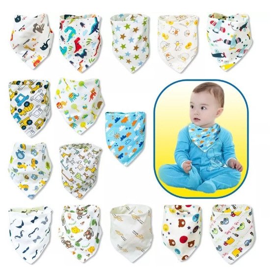 Baby triangle towel, baby saliva towel, double button newborn bib - Image 2