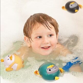Linha de banho infantil, patos brincando na água, caranguejos
