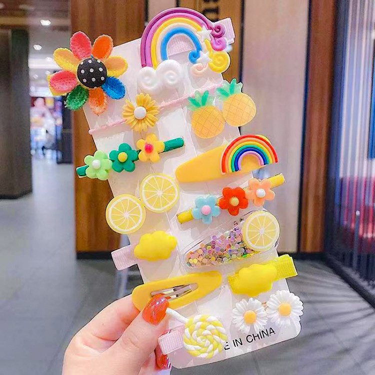 New Cute Children's Hair Clip, Girls' Hair Clip, Korean Cute Princess Flower Youth Edge Clip, 14 pieces of bangs - Image 4