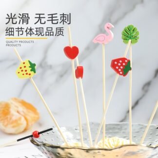 Palito descartável para frutas, palito de bambu, palito para flores, garfo para frutas, palito de arte criativa