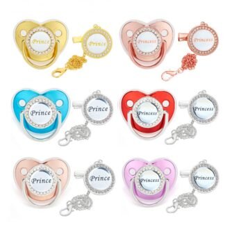 Chupeta de diamante para bebês - Modelo Princesa/Príncipe com presilha