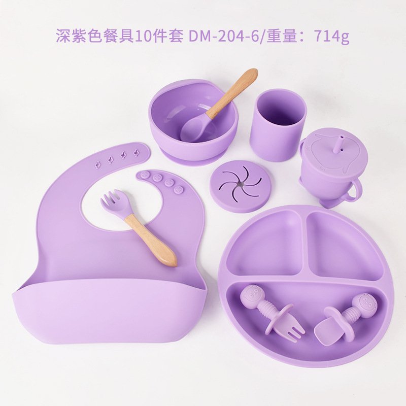 Tableware set of ten baby baby silicone plate suit food grade - Image 11