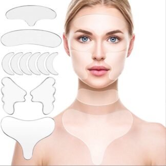 Conjunto de 16 adesivos de silicone antirrugas para o rosto: adesivos para a testa, olhos e pescoço
