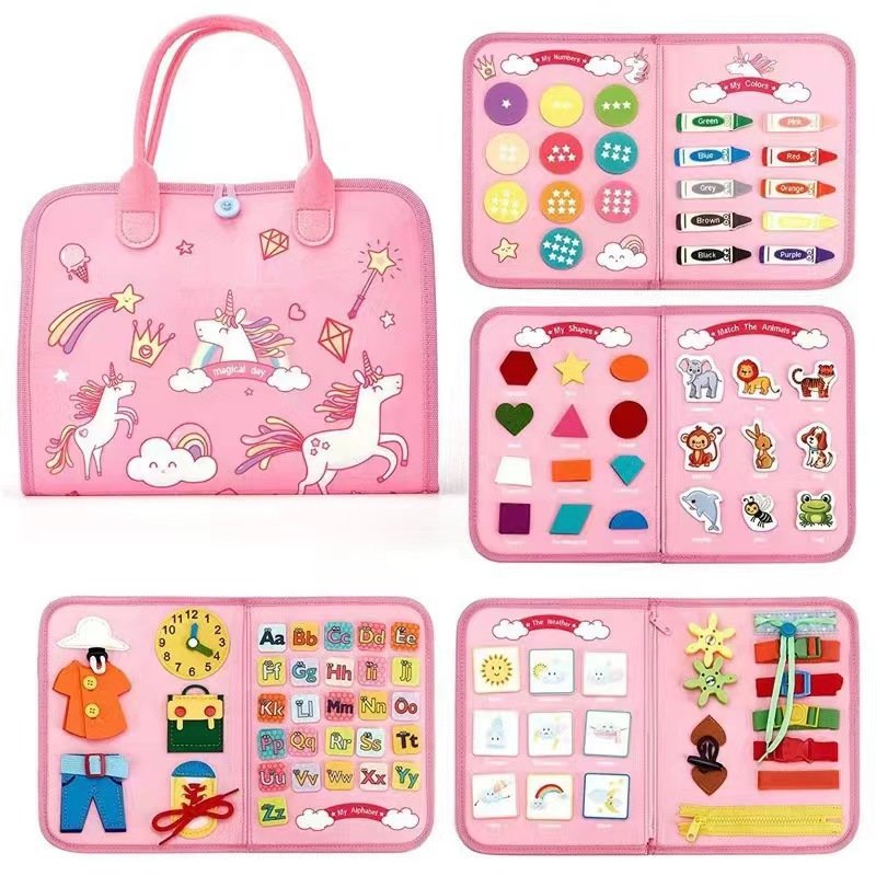 Montessori Dinosaur Elephant Felt Learning Board Busy Board - Image 2