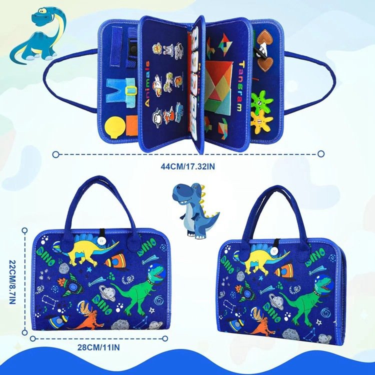 Montessori Dinosaur Elephant Felt Learning Board Busy Board - Image 9