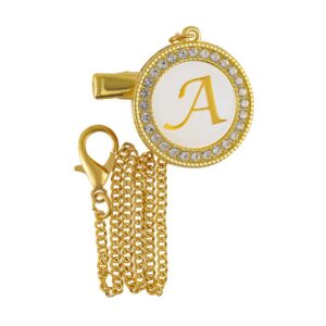 Cross border hot selling metal dot diamond baby mouth clip baby alloy diamond 26 letter pacifier clip