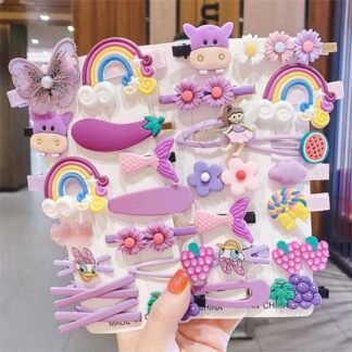 Novo grampo de cabelo infantil fofo, grampo de cabelo para meninas, grampo coreano com flor de princesa e borda moderna, 14 peças para franja
