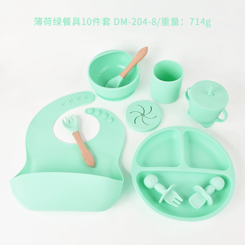 Tableware set of ten baby baby silicone plate suit food grade - Image 12