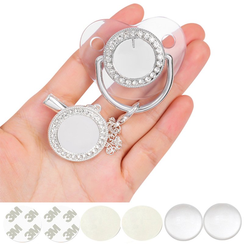 Sublimation Diamond Pacifier Heat Transfer Baby Pacifier with Chain Clip - Image 2